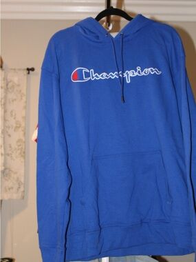Champion Royal Blue Hoodie with Script Logo